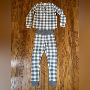 Women’s Warm Essentials Waffle Knit Thermal Underwear Set Gray/Wht Plaid Size S